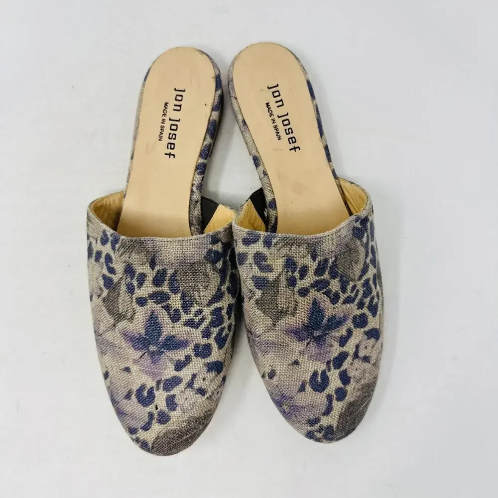 Jon Josef Floral Printed Slip‑On Mule Canvas Summer Flat Round Toe Size 9.5M‎